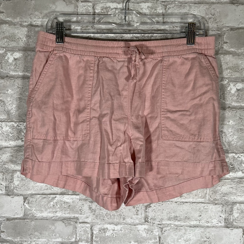 J. Crew Women's Linen Blend Shorts Pockets Elastic Waist Drawstring Size Medium